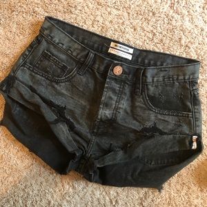 ONE TEASPOON black bandit Jean shorts